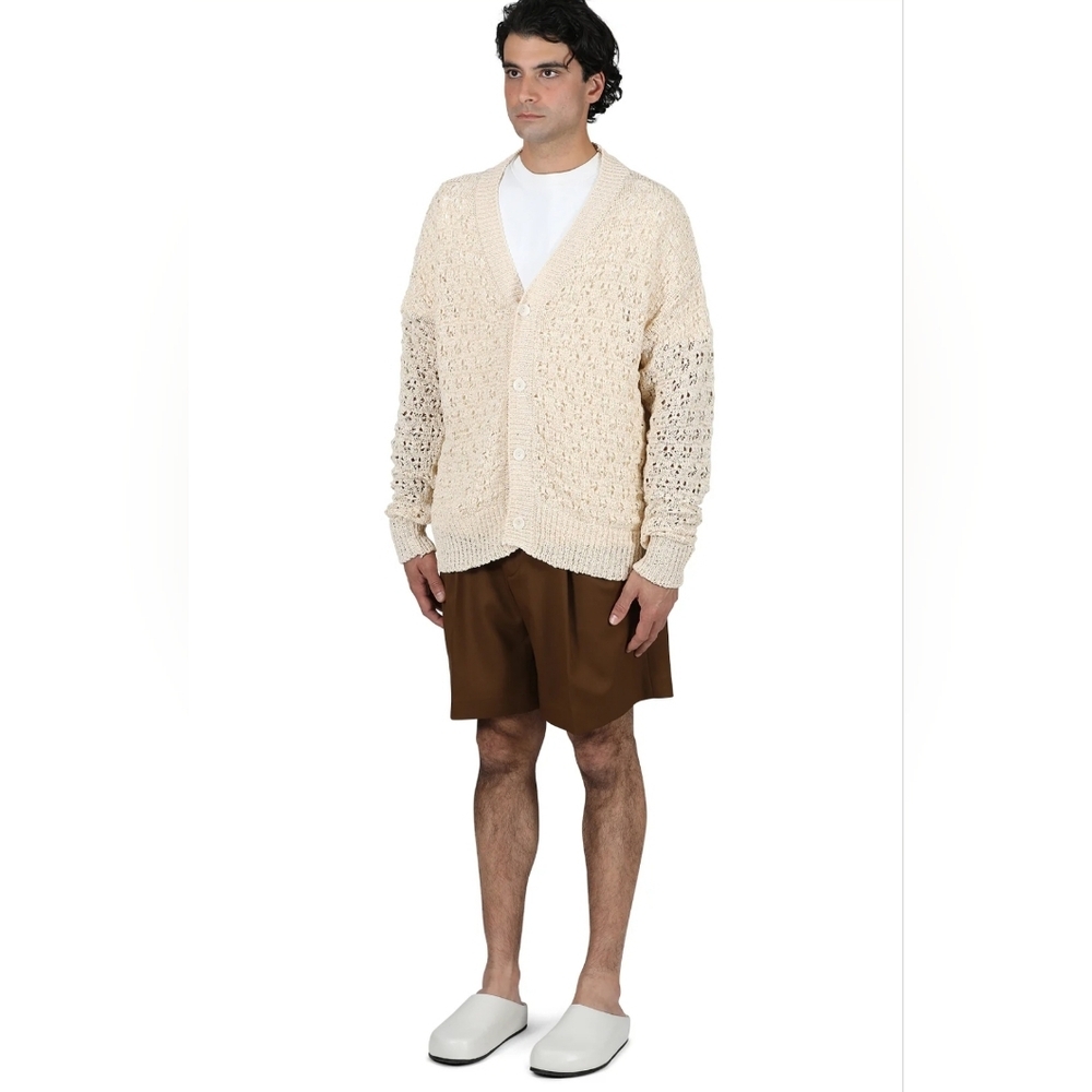 Andersson Bell Sustainable Cotton Blend Knit Cardigan Ecru Men's Size Large‎